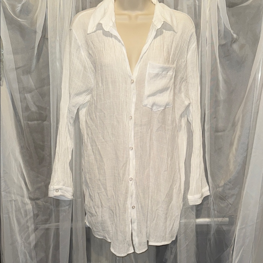 White Linen Casual Button Down Shirt